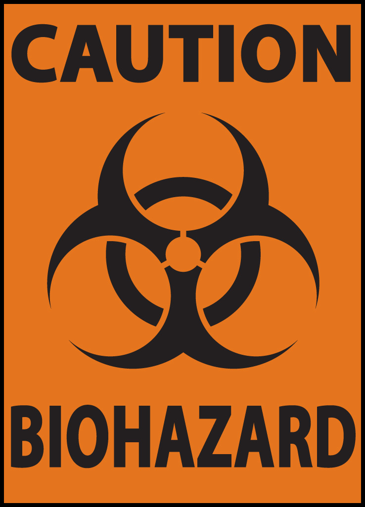 ZING Eco Safety Sign, Caution Biohazard, 10Hx7W, Recycled Plastic