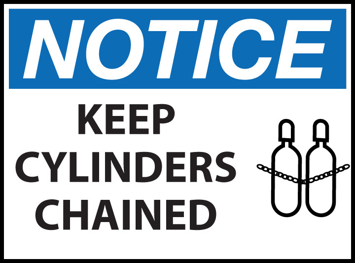 ZING Eco Safety Sign, NOTICE Cylinders Chained, 7Hx10W, Recycled Plastic