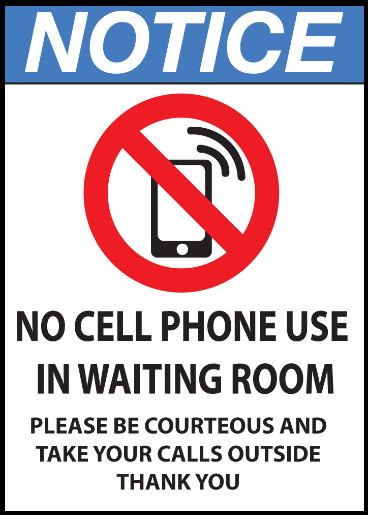ZING Eco Safety Sign, NOTICE No Cell Phone, 10Hx7W, Recycled Plastic