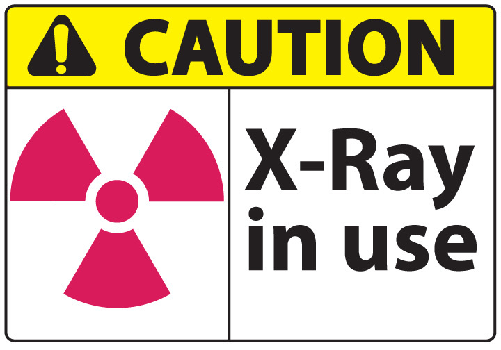 ZING Eco Safety Sign, CAUTION X-Ray In Use, 7Hx10W, Recycled Plastic