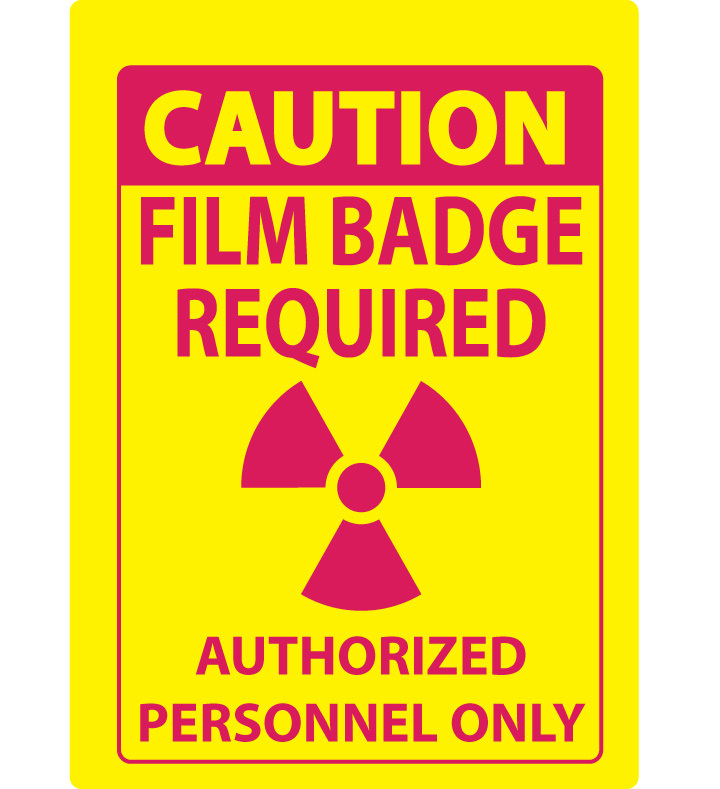 ZING Eco Safety Sign, CAUTION Film Badge Required, 10Hx7W, Recycled Plastic
