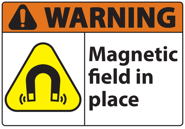ZING Eco Safety Sign, WARNING Magnetic Field In, 7Hx10W, Recycled Plastic