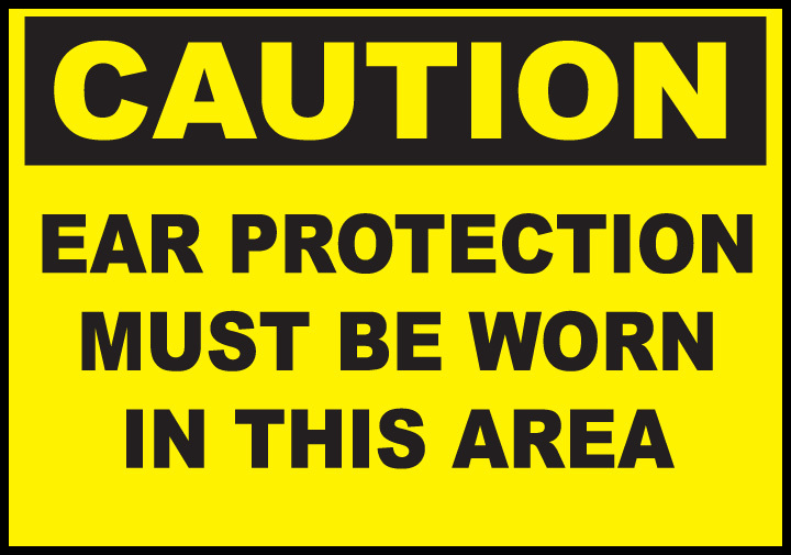 ZING Eco Safety Sign, CAUTION Ear Protection, 7Hx10W, Recycled Plastic