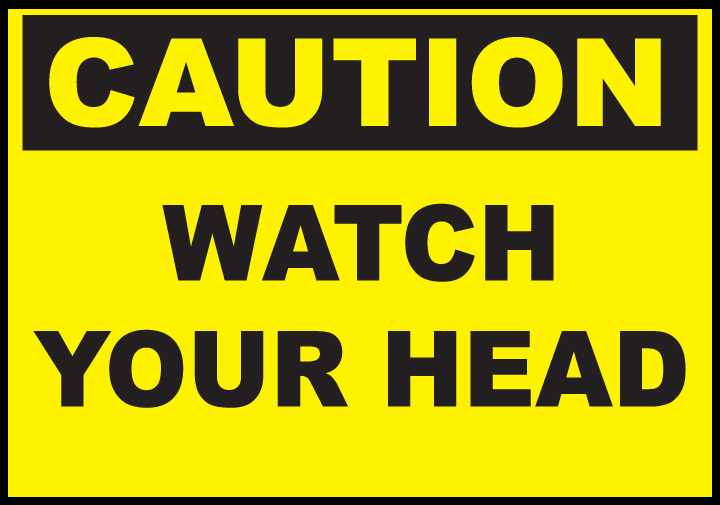 ZING Eco Safety Sign, CAUTION Watch Your Head, 10Hx14W, Recycled Plastic