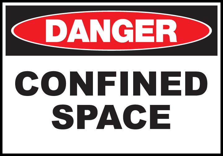 ZING Eco Safety Sign, DANGER Confined Space, 10Hx14W, Recycled Polystyrene Self-Adhesive