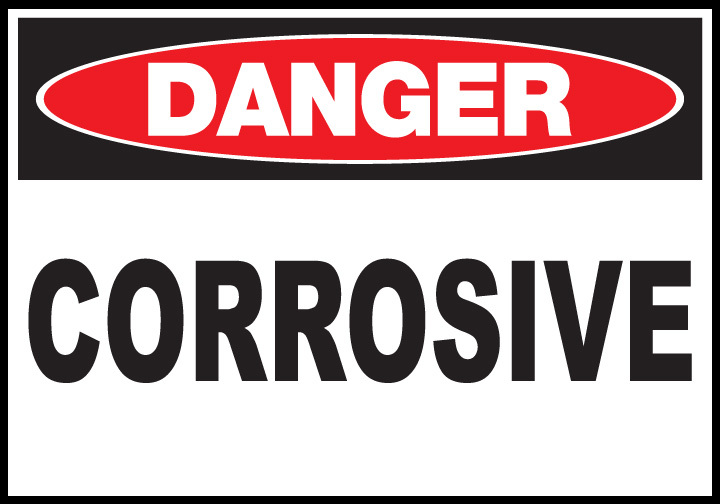 ZING Eco Safety Sign, DANGER CORROSIVE, 10Hx14W, Recycled Polystyrene Self-Adhesive