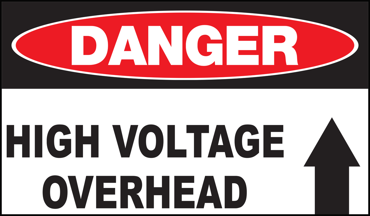 ZING Eco Safety Sign, DANGER Voltage Overhead, 10Hx14W, Recycled Aluminum