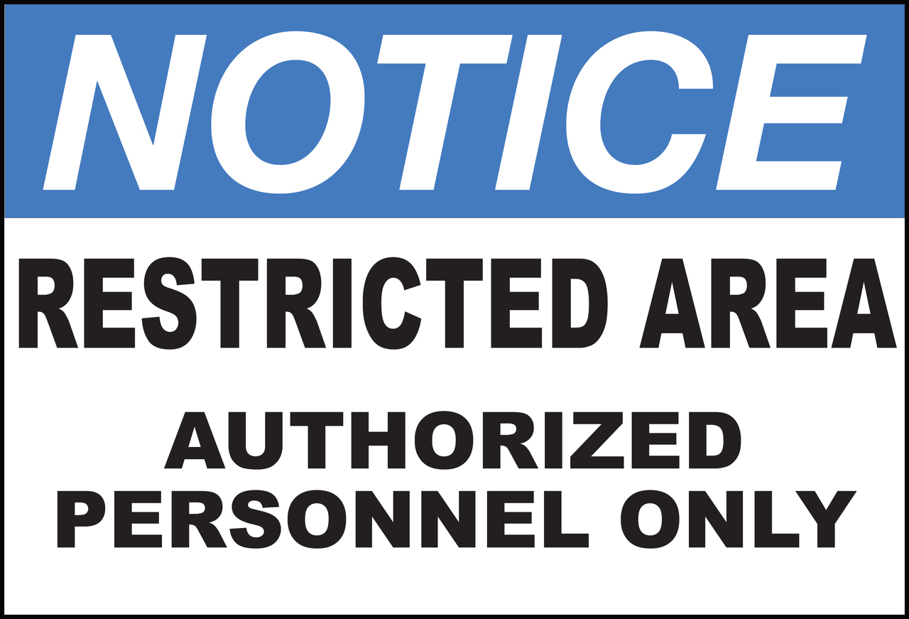 ZING Eco Safety Sign, NOTICE, Restricted Area, 10Hx14W, Recycled Plastic