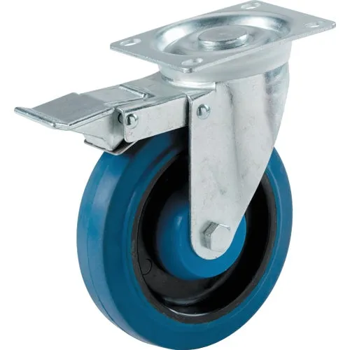 9262 Shepherd Elastic Rubber General-Duty Swivel Plate Caster With Brake