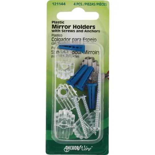 121144 Hillman Plastic Mirror Holders & Anchors Set
