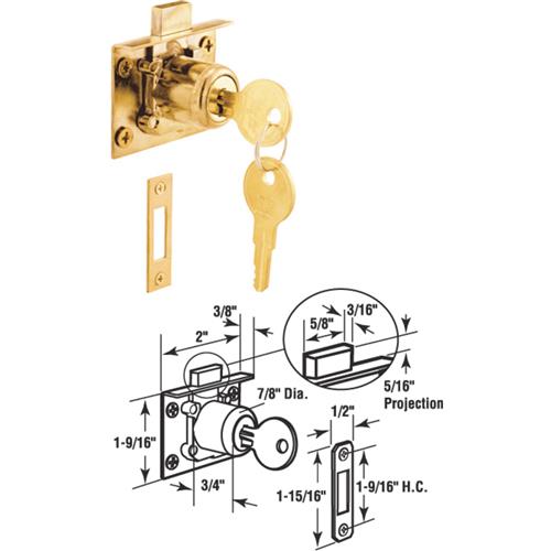 U 10666 Defender Security Brass Drawer and Cabinet Lock with Keeper