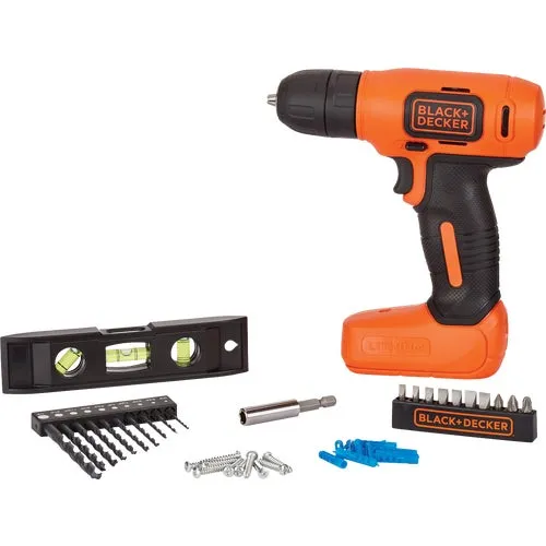 BDCD8HDPK Black & Decker 8V Cordless Drill Home Project Kit