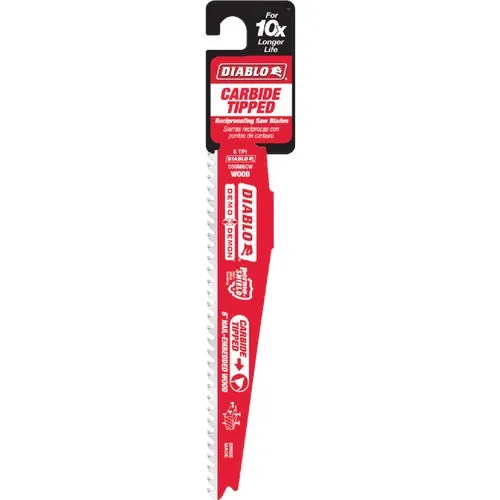 DS0606CWS Diablo Demo Demon Carbide Wood Reciprocating Saw Blade