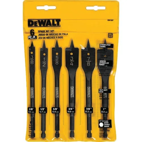 DW1587  Y DeWalt 6-Piece Heavy-Duty Spade Bit Set Image