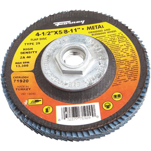 71922 Forney Type 29 High Density Blue Zirconia Angle Grinder Flap Disc