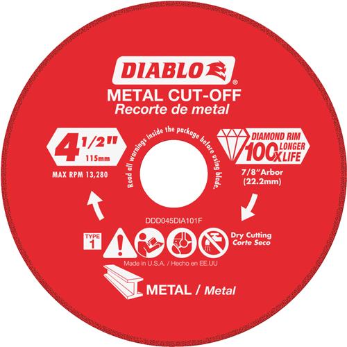 DDD045DIA101F Diablo Type 1 Diamond Cut-Off Wheel