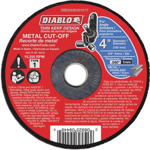 DBD100093L01F Diablo Type 1 Metal Cut-Off Wheel