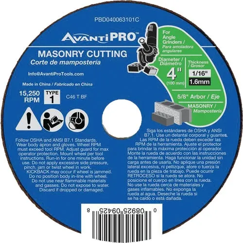 PBD040063101C AvantiPRO Type 1 Cut-Off Wheel