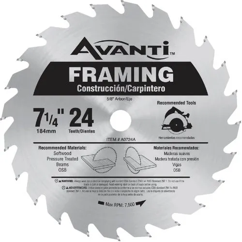 A0724A Avanti Circular Saw Blade