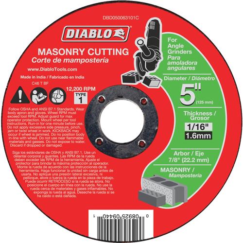 DBD140125G01C Diablo Type 1 Masonry Cut-Off Wheel