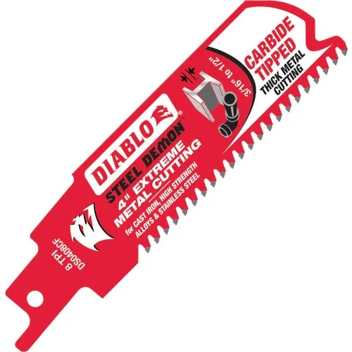 DS0408CF Diablo Steel Demon Carbide Metal Reciprocating Saw Blade