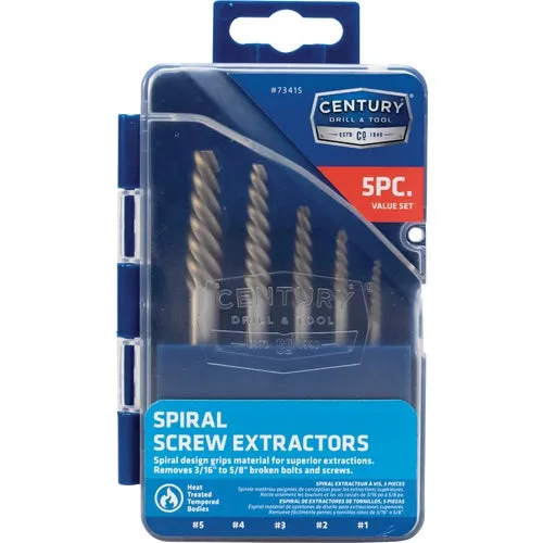 73415 Century Drill & Tool 5-Piece Spiral Flute Screw Extractor