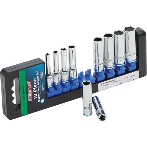 328510 Channellock 10-Piece 1/4 In. Drive Deep Metric Socket Set