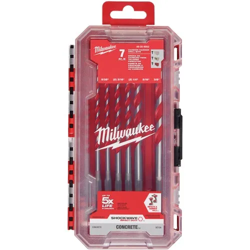 48-20-9052 Milwaukee Shockwave 7-Piece Carbide Masonry Drill Bit Set