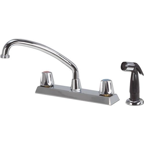 F82K1600CP-JPA3 Home Impressions Double Metal Chrome Handle Kitchen Faucet With Sprayer