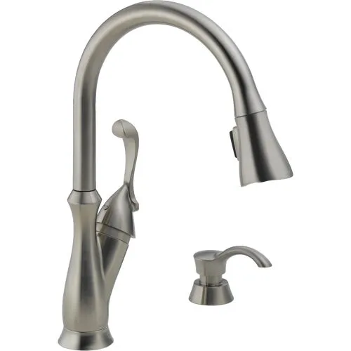19950Z-RBSD-DST Delta Arabella Pull-Down Kitchen Faucet with Soap Dispenser Image