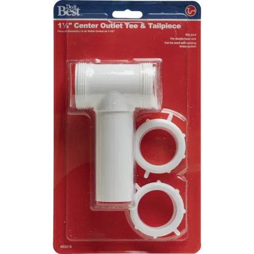 403218 Do it White Plastic Center Outlet Tee And Tailpiece