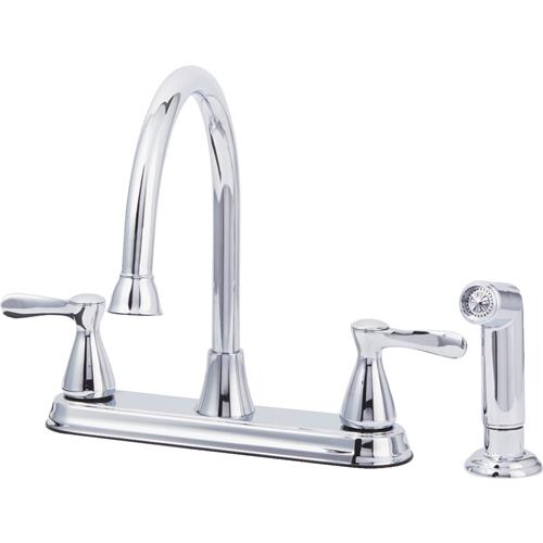 F8FA0061CP-JPA1 Home Impressions Double Handle Traditional Style Kitchen Faucet With Matching Side Spray
