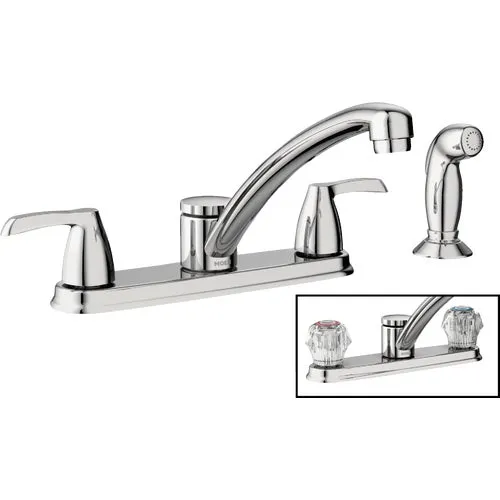 87046 Moen Adler Double Handle Kitchen Faucet with Sprayer
