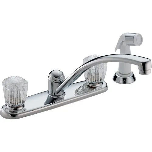 2402LF Delta Classic Double Acrylic Handle Kitchen Faucet with Sprayer Image