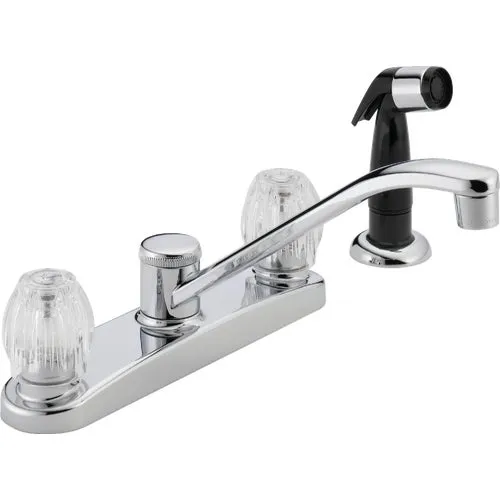 P225LF Peerless Core Double Handle Kitchen Faucet with Black Side Spray Image