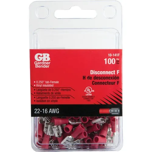 10-141F Gardner Bender Vinyl-Insulated Barrel Female Disconnect