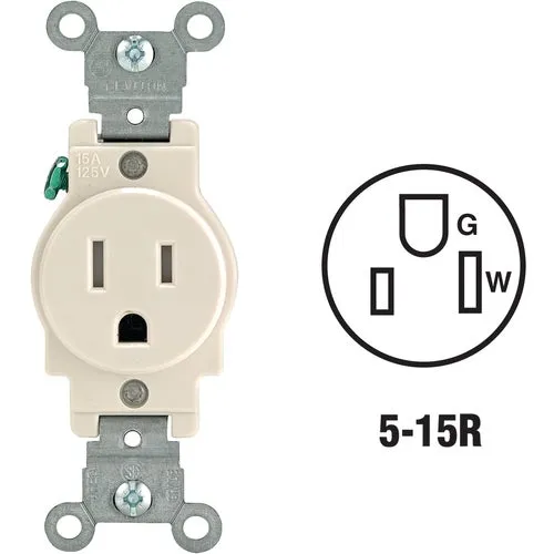 132-T5015-00I Leviton Commercial Grade Tamper Resistant Single Outlet
