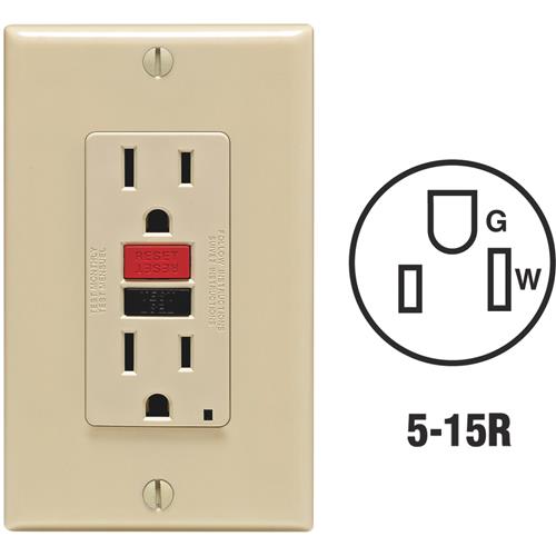 C12-GFNT1-RNW Leviton SmartLockPro Self-Test 15A GFCI Outlet With Wall Plate