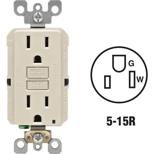 R04-GFNT1-0KE Leviton SmartLockPro Self-Test Rounded Corner GFCI Outlet