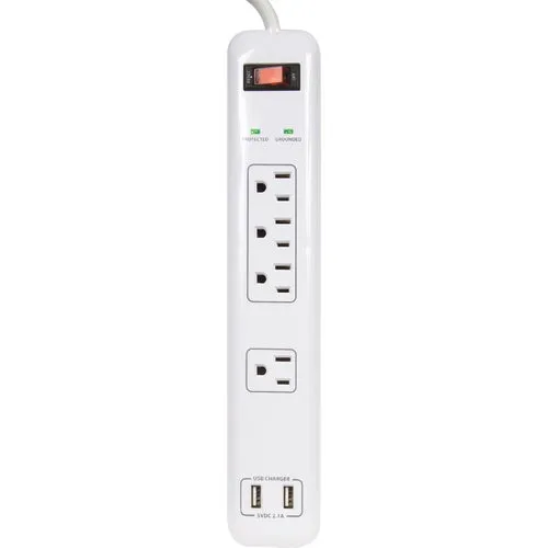 PB505104 Prime Wire & Cable Surge Protector Strip With USB Charger