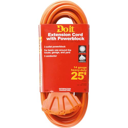 OP-JTW143-25-OR Do it Best 14/3 Extension Cord With Powerblock
