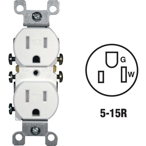 R62-W5320-T0W Leviton Tamper & Weather Resistant Residential Grade Duplex Outlet