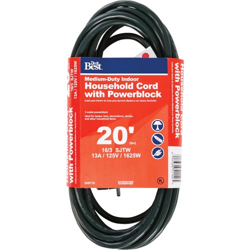 IP-JTW163-20X-GR Do it Best Medium-Duty Household Extension Cord With Powerblock
