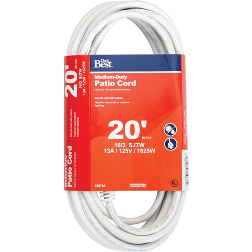 OU-JTW163-20X-WH Do it Best 16/3 Medium-Duty Patio Extension Cord
