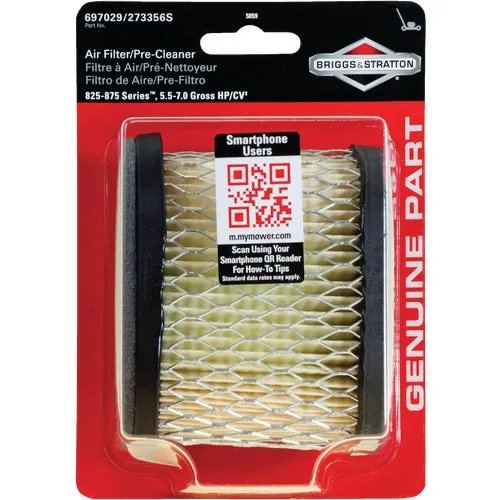 5059K Briggs & Stratton 697029 5.5 To 6.75 HP Intek Engine Air Filter With 273356S Pre-cleaner