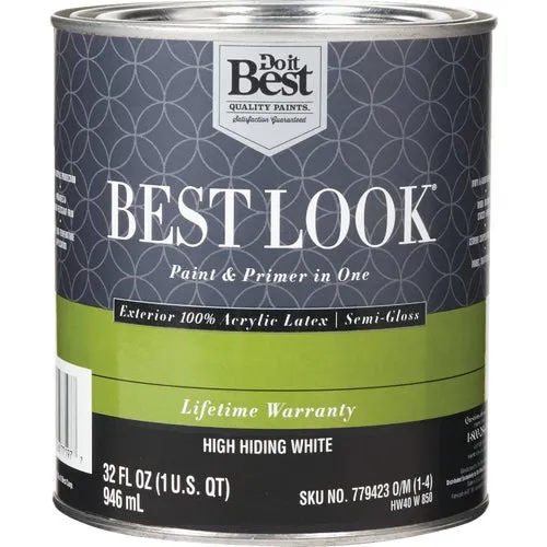 HW40W0950-14 Best Look 100% Acrylic Latex Paint & Primer In One Semi-Gloss Exterior House Paint