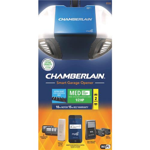 B2405 Chamberlain B2405 1/2 HP Smartphone-Controlled Belt Drive Garage Door Opener belt drive opener