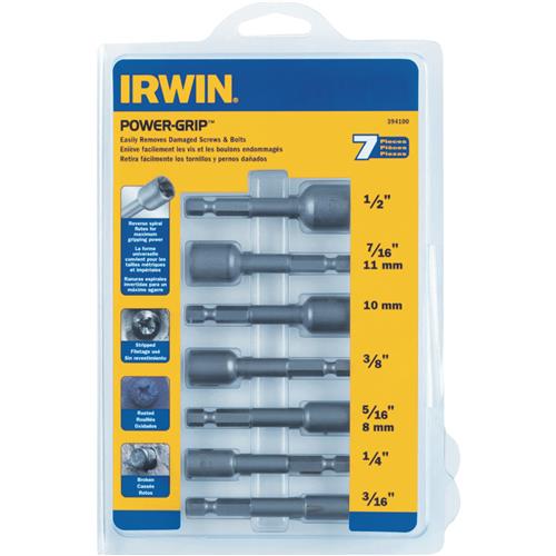 394100 Irwin POWER GRIP 7-Piece Screw and Bolt Extractor Set