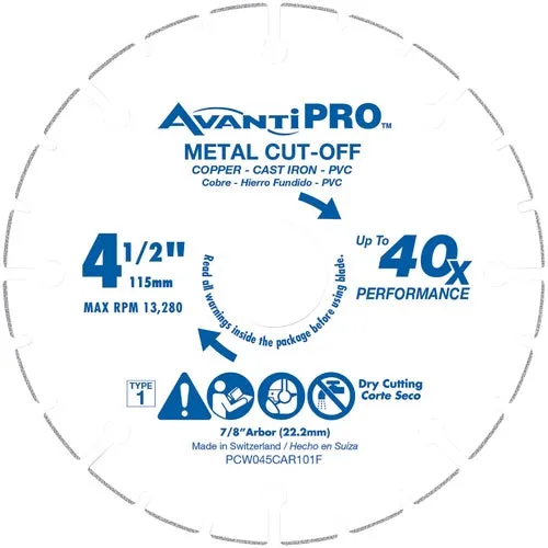PCW045CAR101F AvantiPRO Type 1 Carbide Cut-Off Wheel