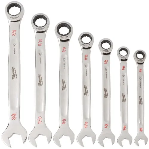 48-22-9406 Milwaukee 7-Piece Standard Ratcheting Combination Wrench Set